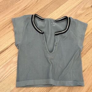 Urban Outfitters Gray Crop Top with Split Neckline